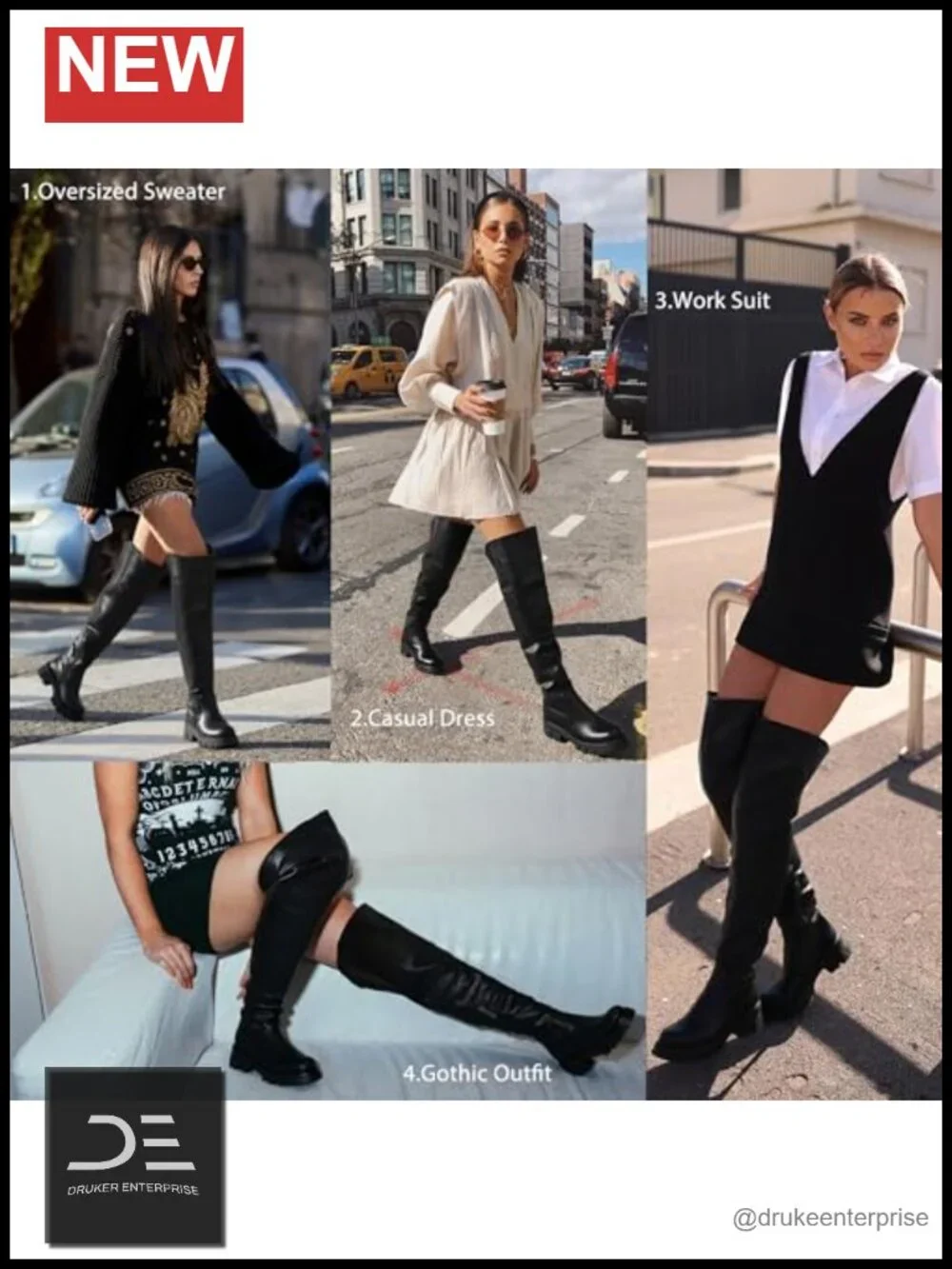 Thigh High Boots Women Platform Slouch Over the Knee Fall Boots Lug Sole Chunky